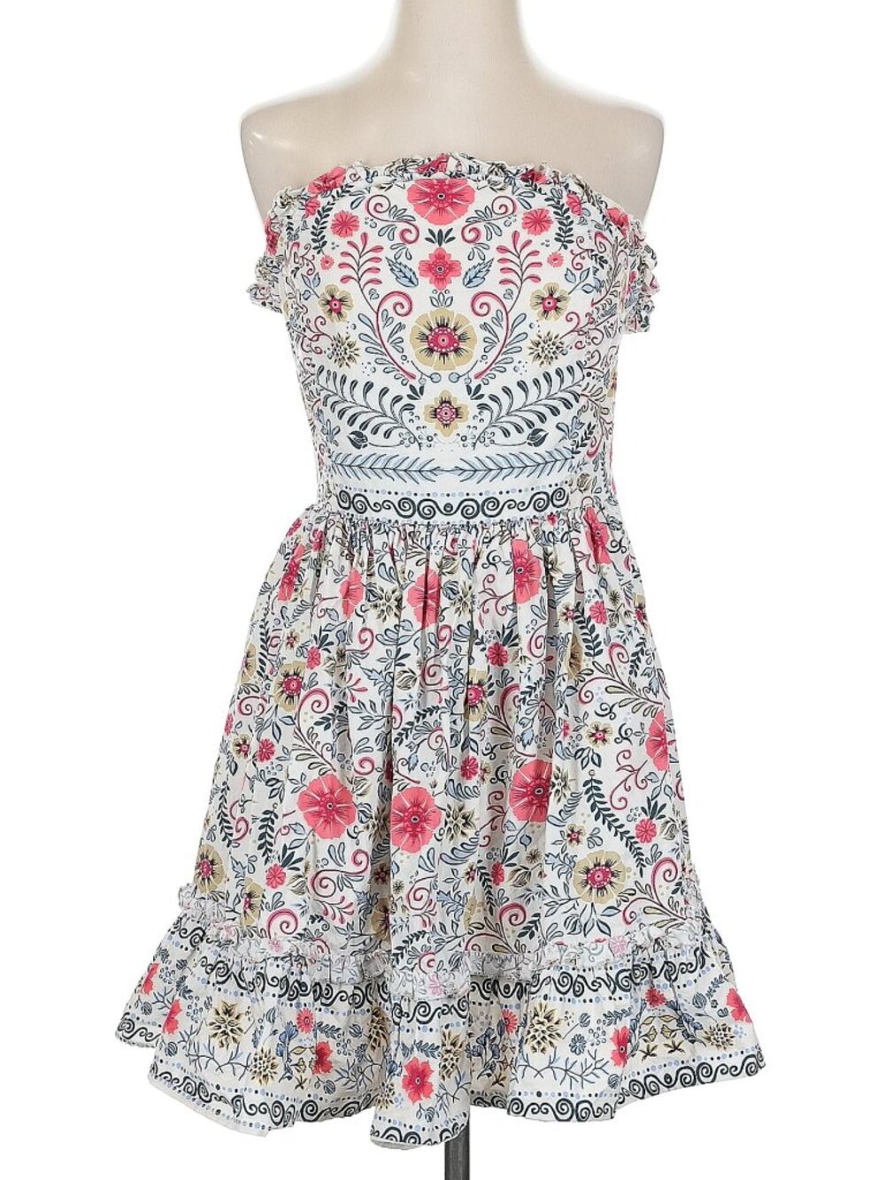 Anthropologie Forever That Girl Strapless Ruffle Smocked Floral Dress Small